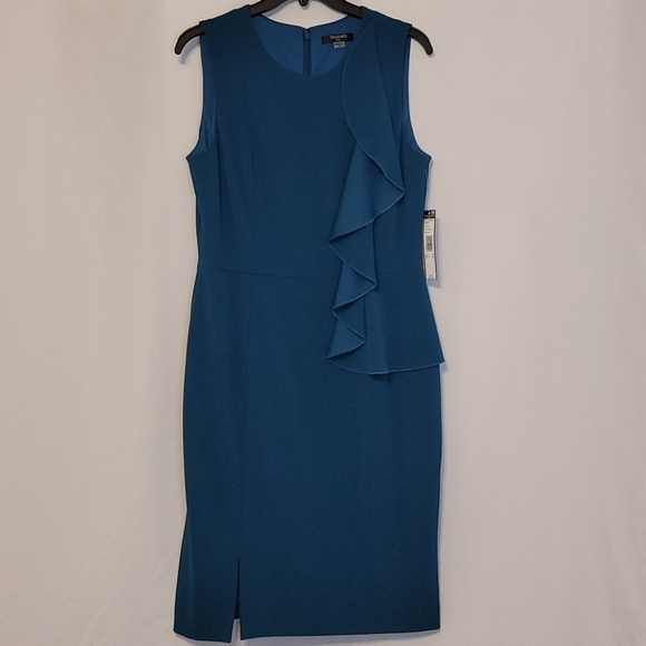 𝅺tahari By Asl Sleeveless Ruffle Sheath Dress